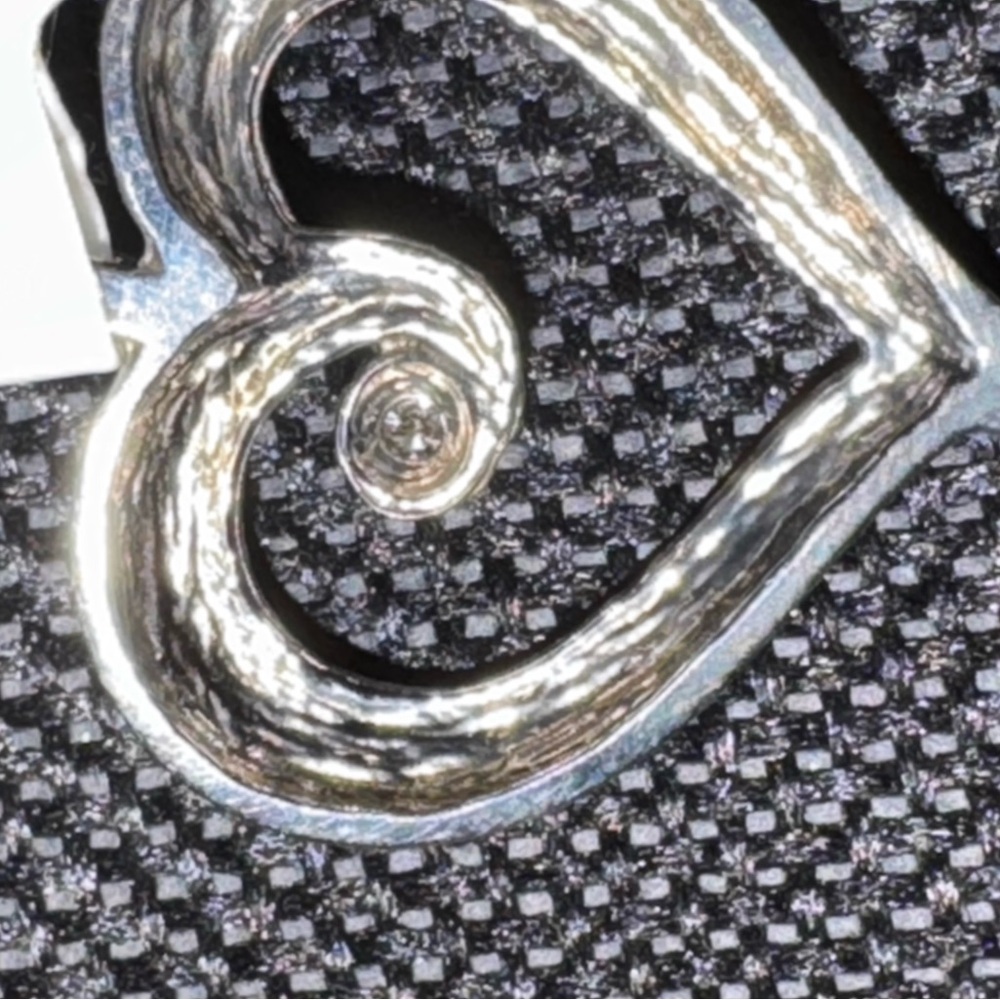 10K White Gold Heart Pendant with Single Diamond Accent - Picture 2 of 7